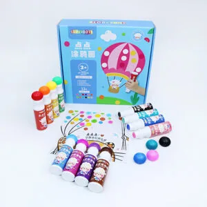 Superdots 12 Color Dot Markers Threaded Cap 18mm 60ml +45sheets drawing card +1 drawing pad set