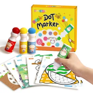 Superdots 6 Color Washable Dot Markers 18mm 40ml+12 drawing cards Set